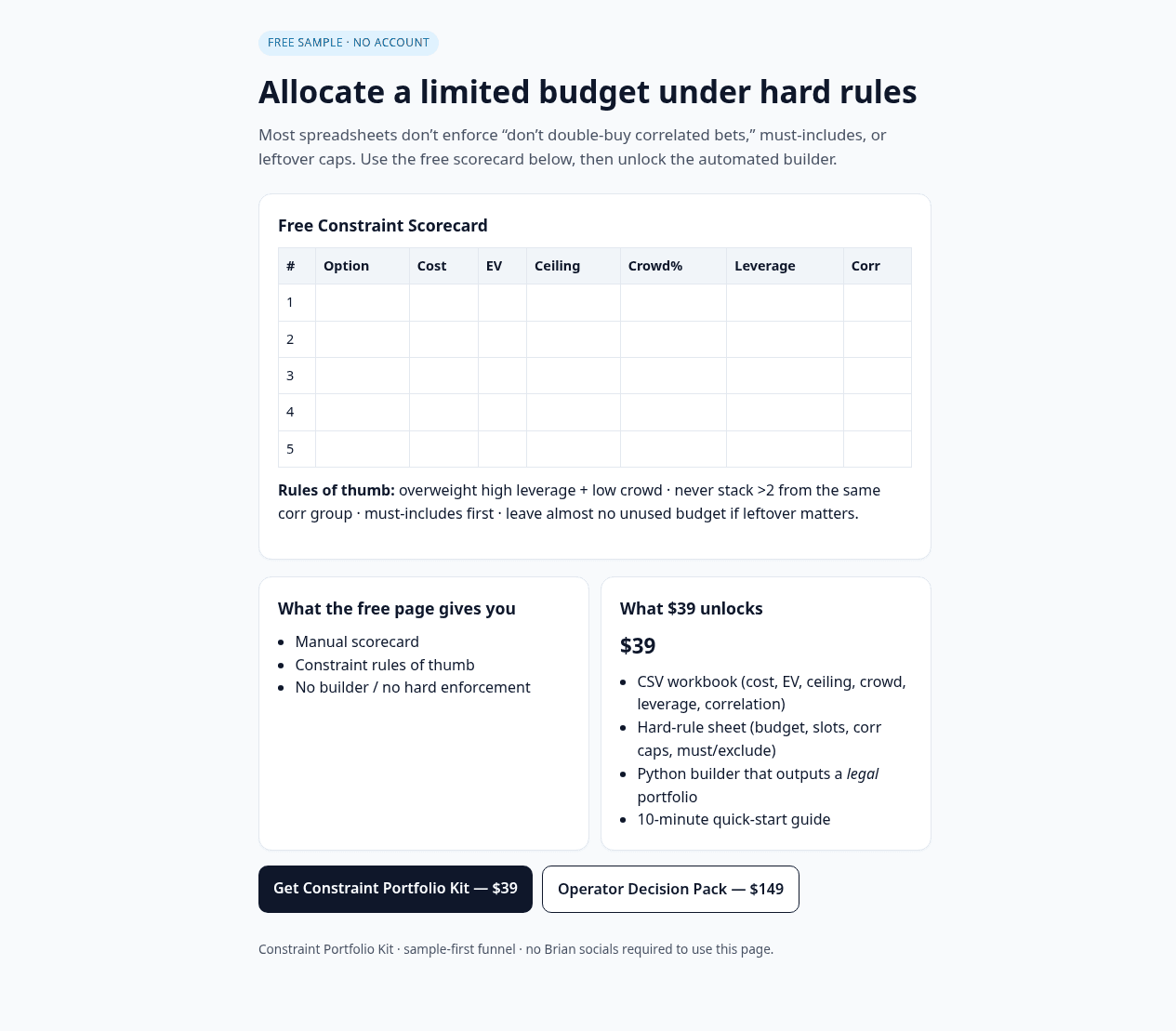 Constraint Portfolio Kit screenshot 1