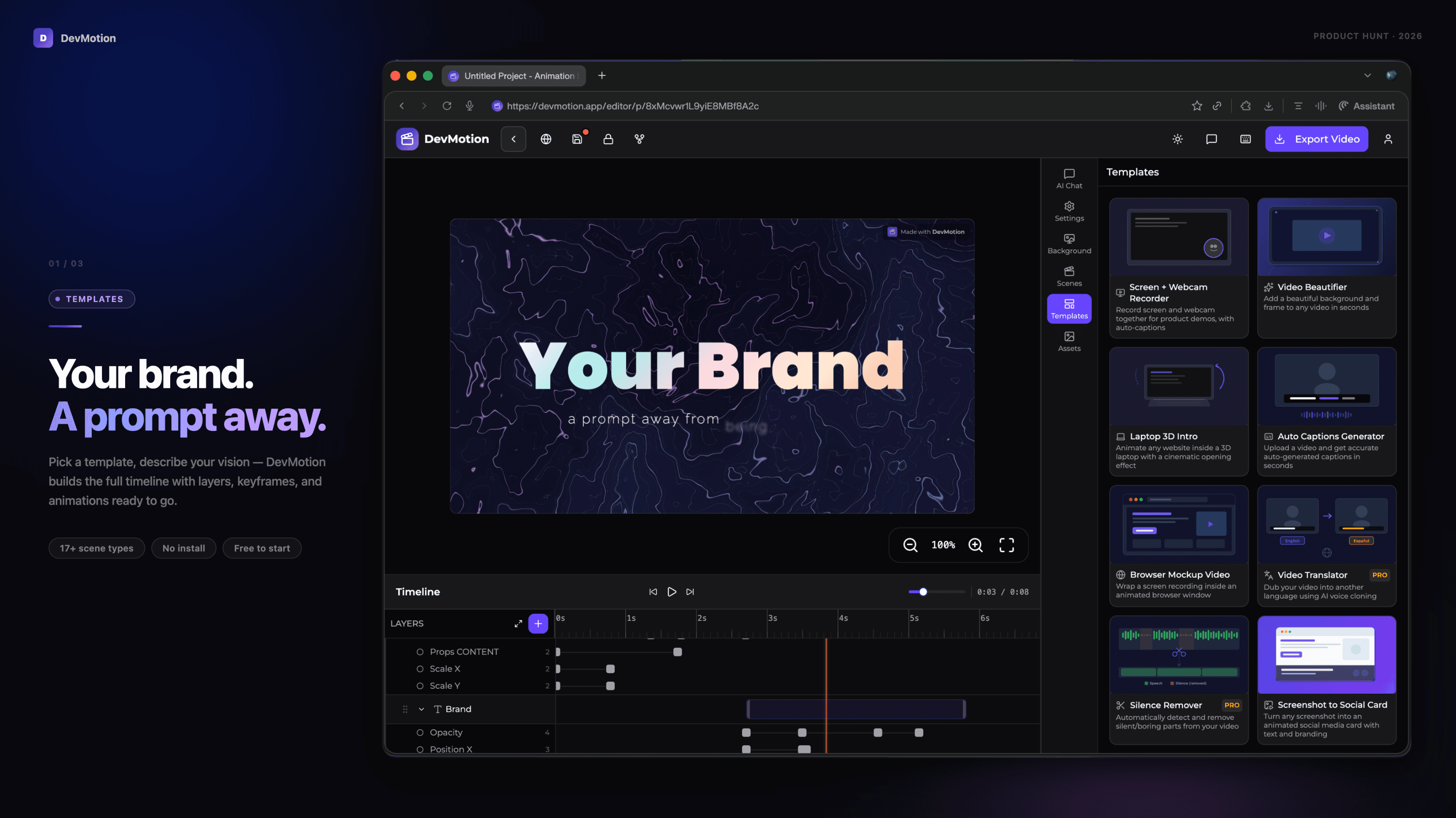 DevMotion — AI Video Editor screenshot 1