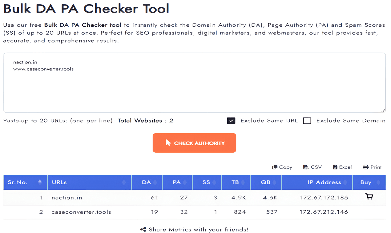 Bulk DA PA Checker Tool By GUESTPOSTLINK screenshot 1