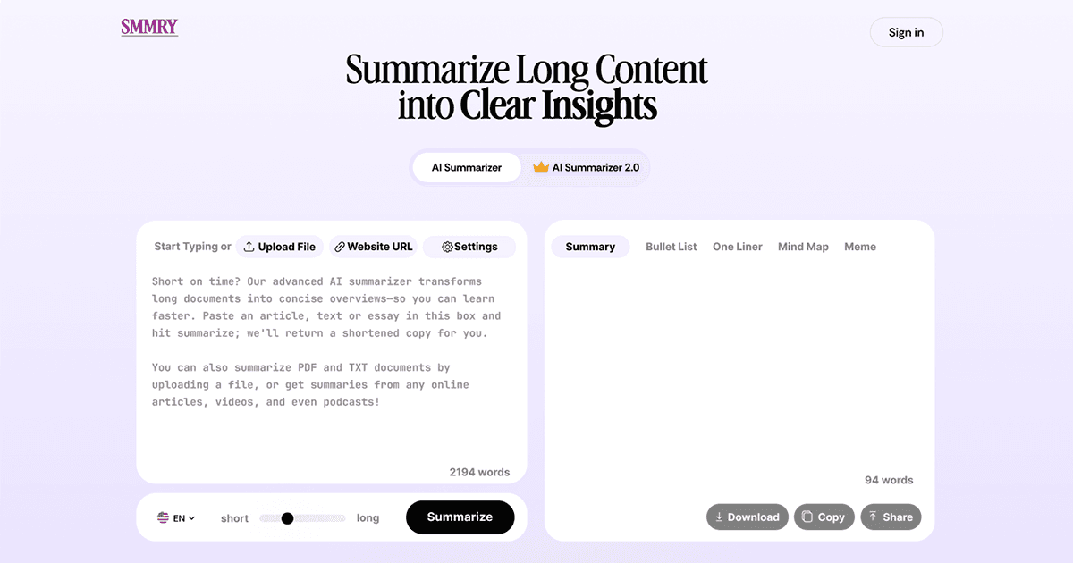 Smmry screenshot 1