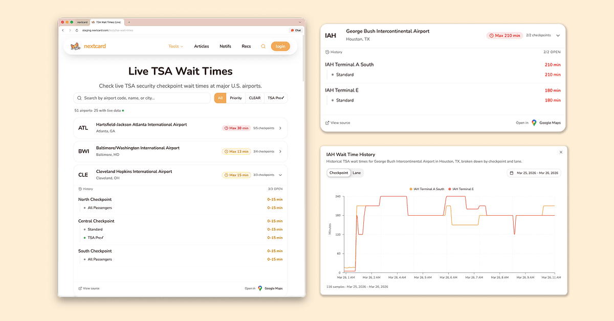 Live TSA Wait Times Tool screenshot 1