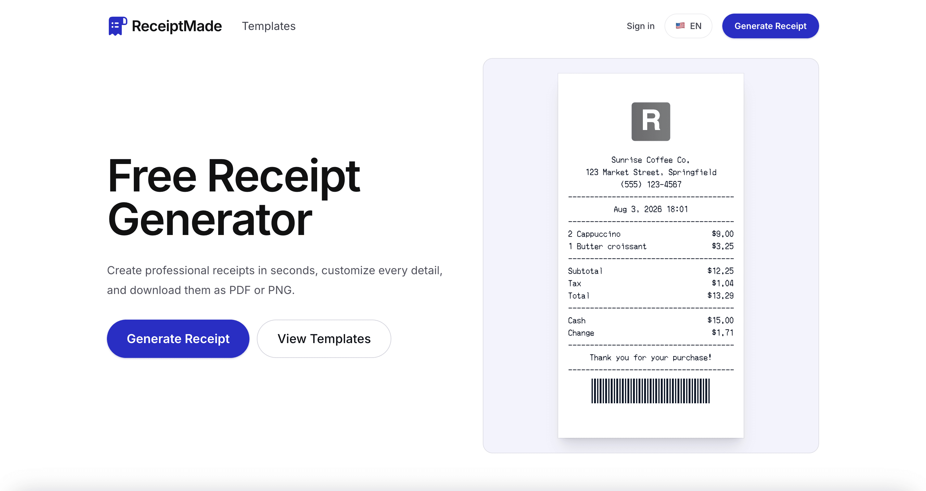 Receipt Made screenshot 1