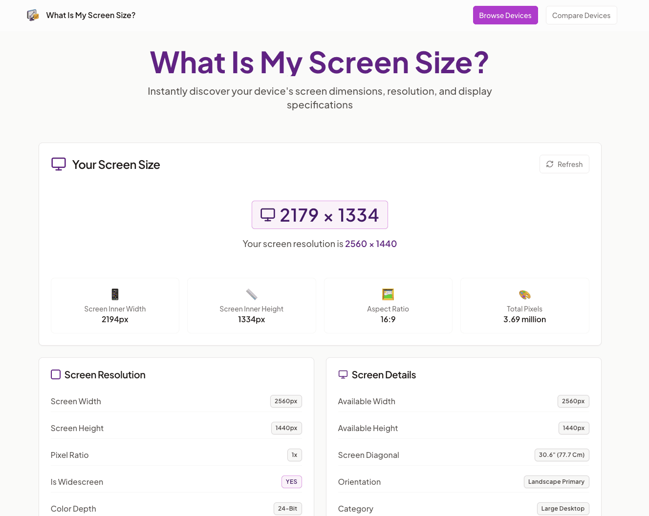 What Is My Screen Size? screenshot 1