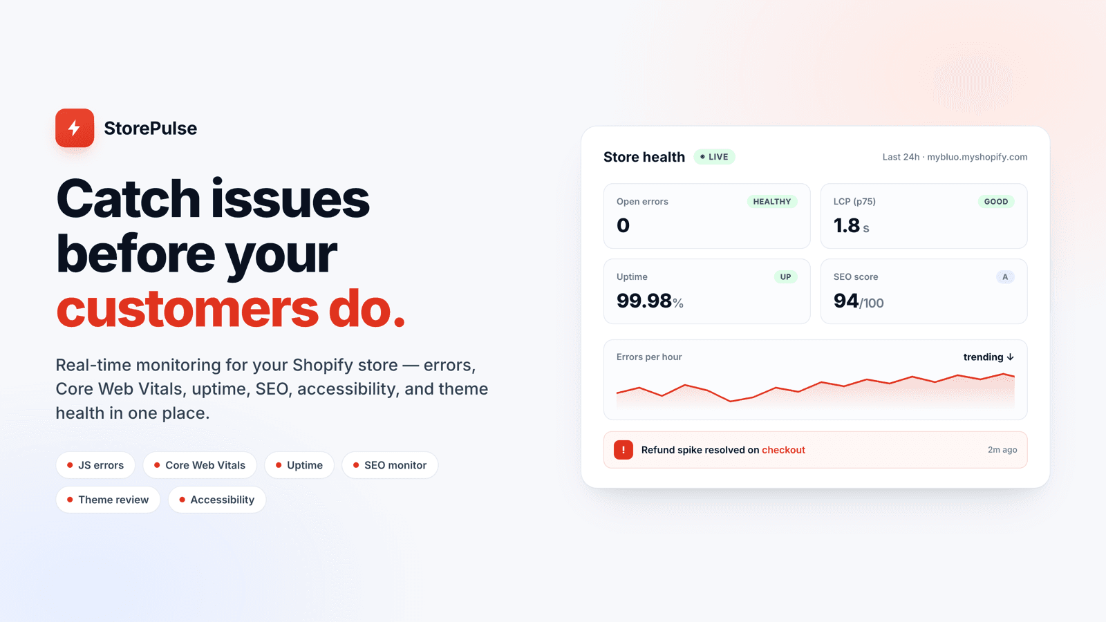 StorePulse: Monitor + AI Fixes screenshot 1