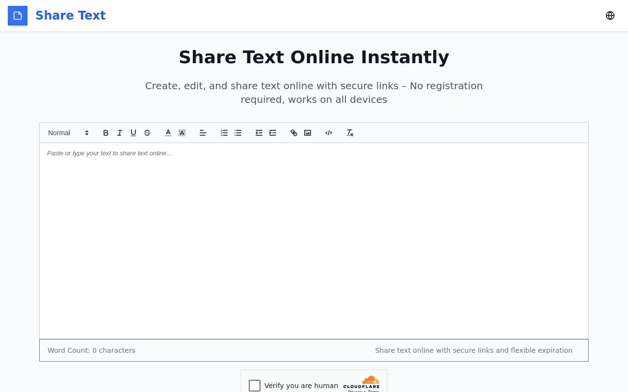 share text online screenshot 1
