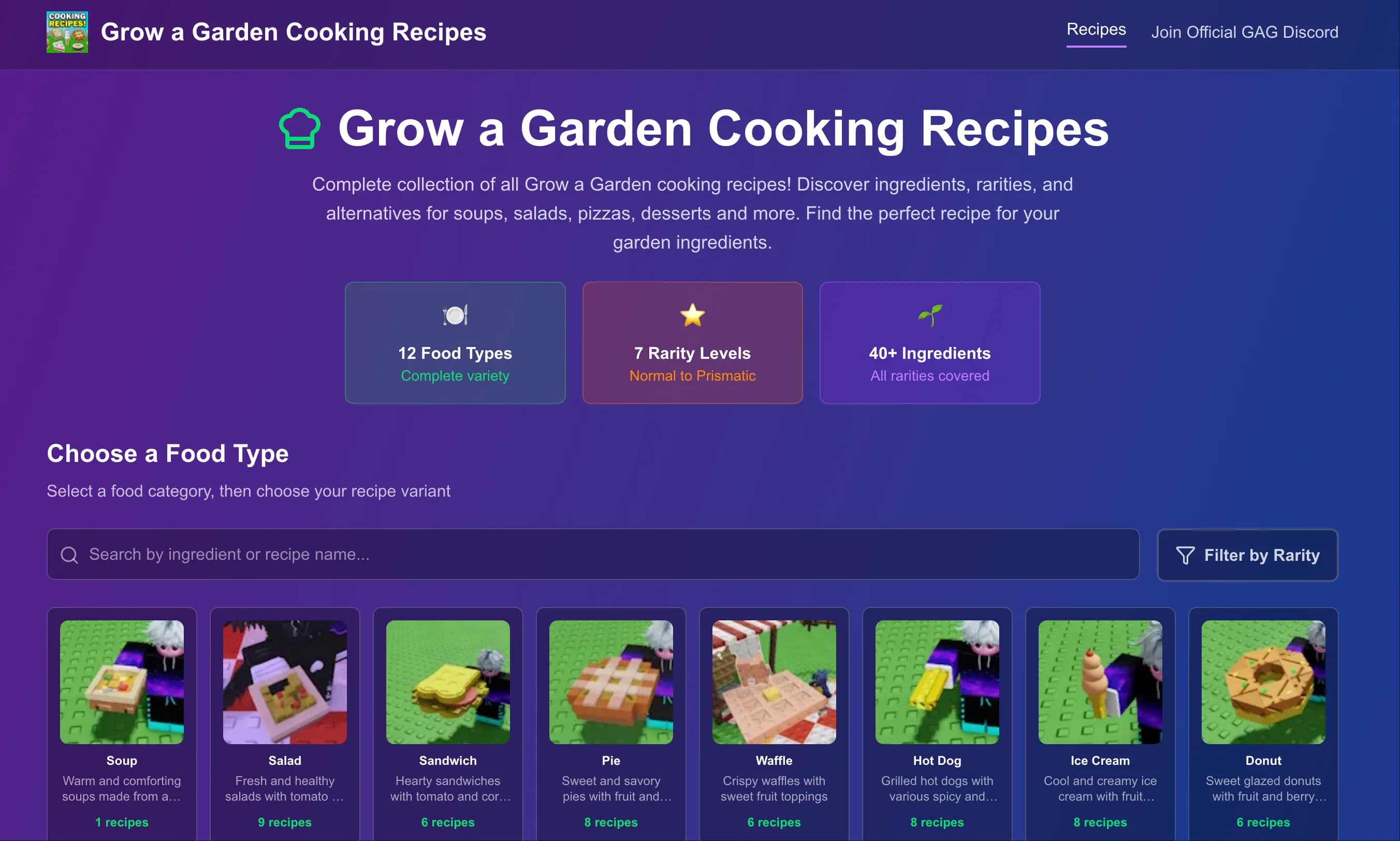 Grow a Garden Cooking Recipes screenshot 1