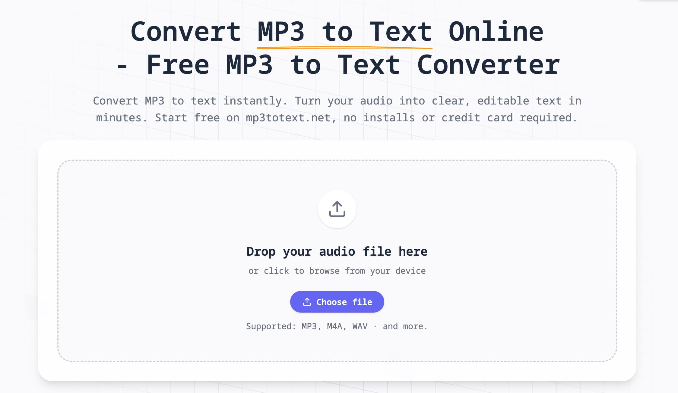Free MP3 to Text Online Converter screenshot 1
