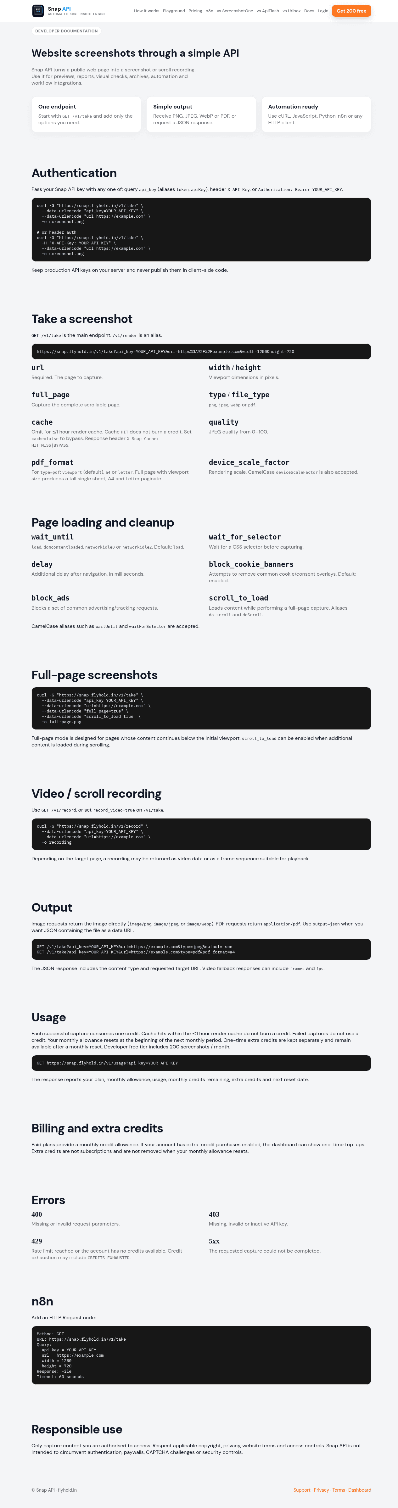 Snap — Screenshot API screenshot 1