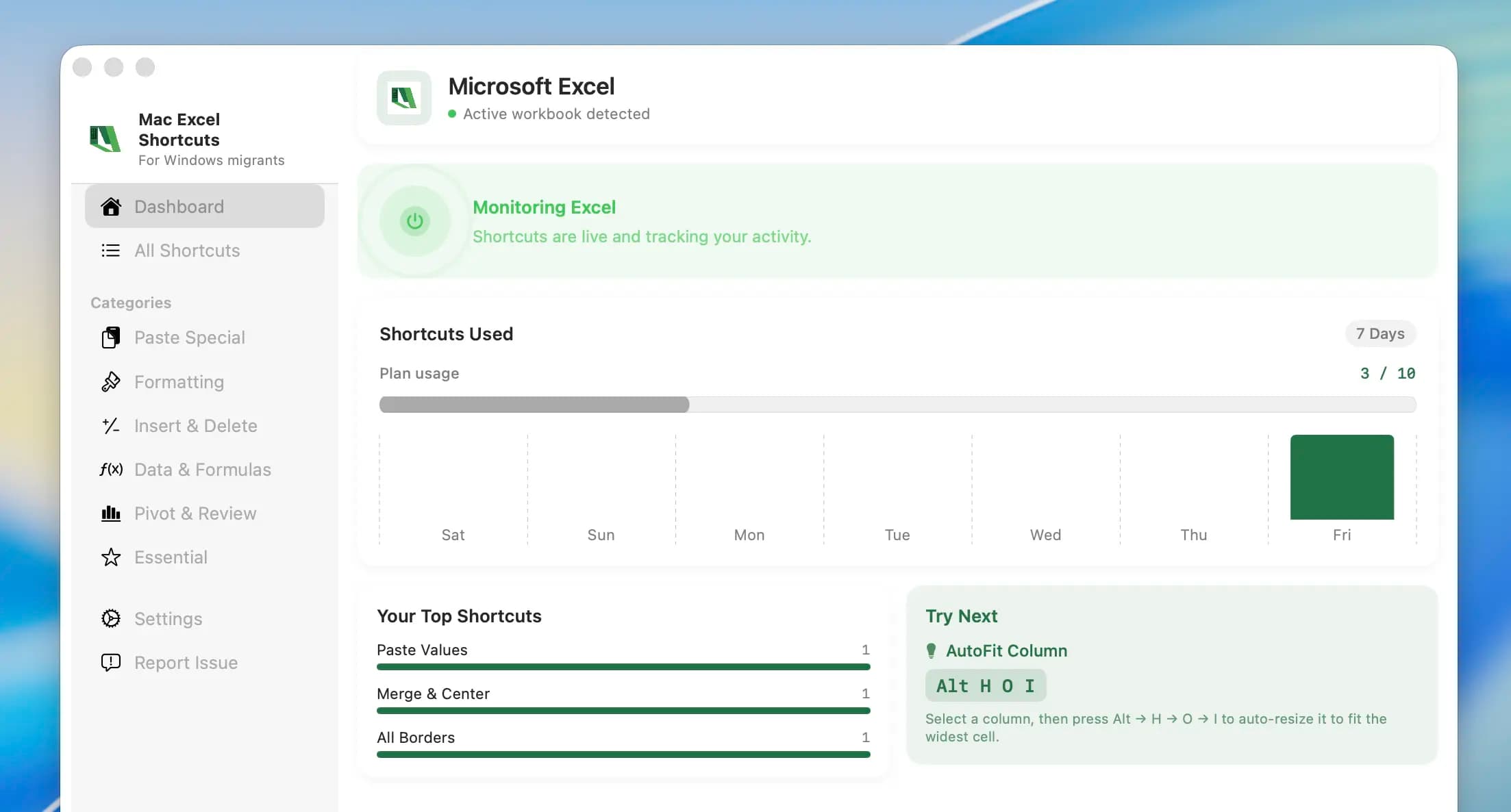 Mac Excel Shortcuts screenshot 1