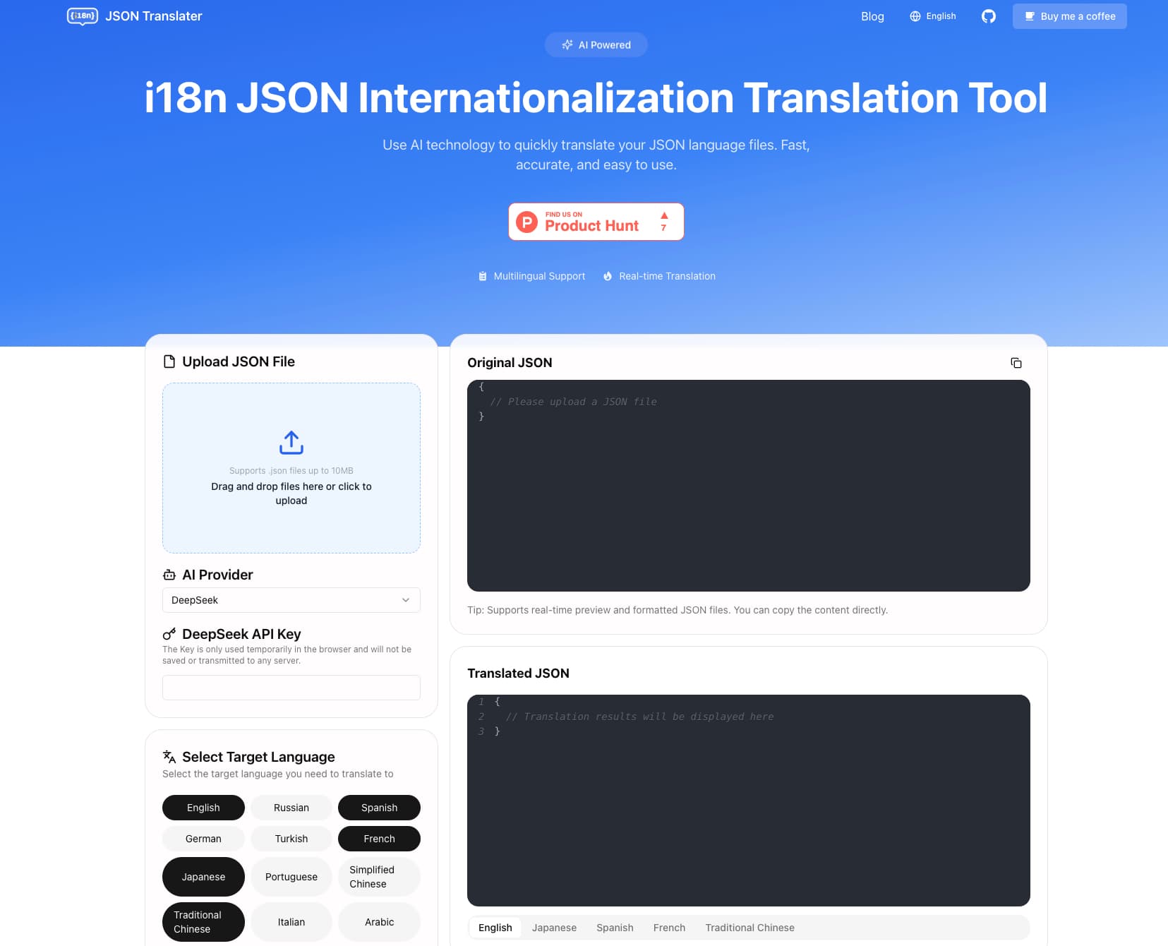i18n JSON Translation Tool screenshot 1