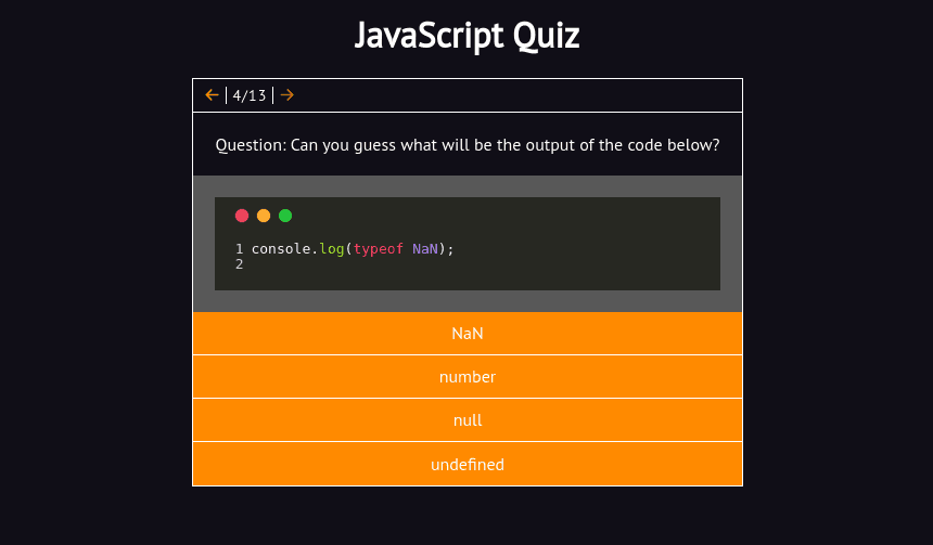 JavaScript Quiz screenshot 1