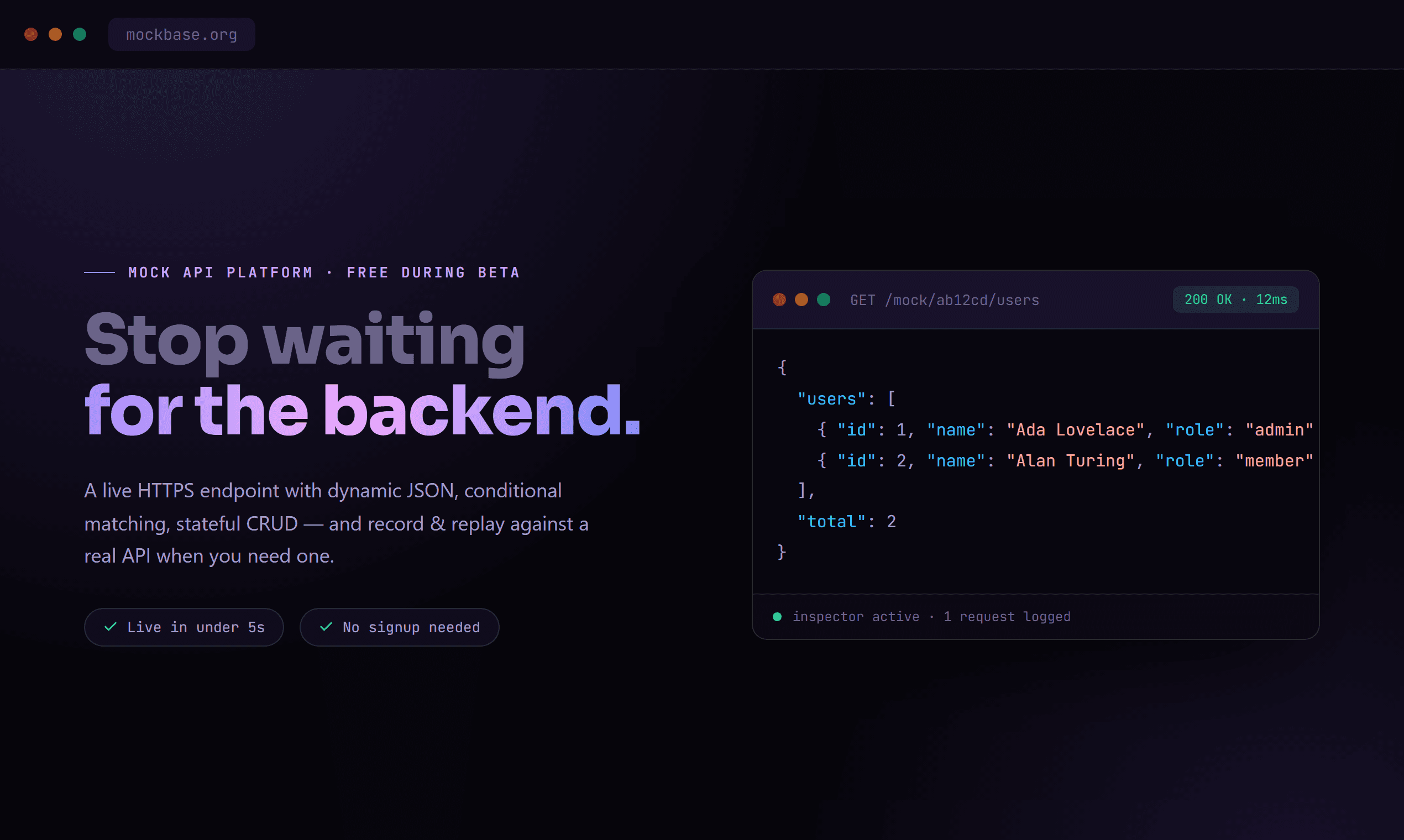 MockBase screenshot 1