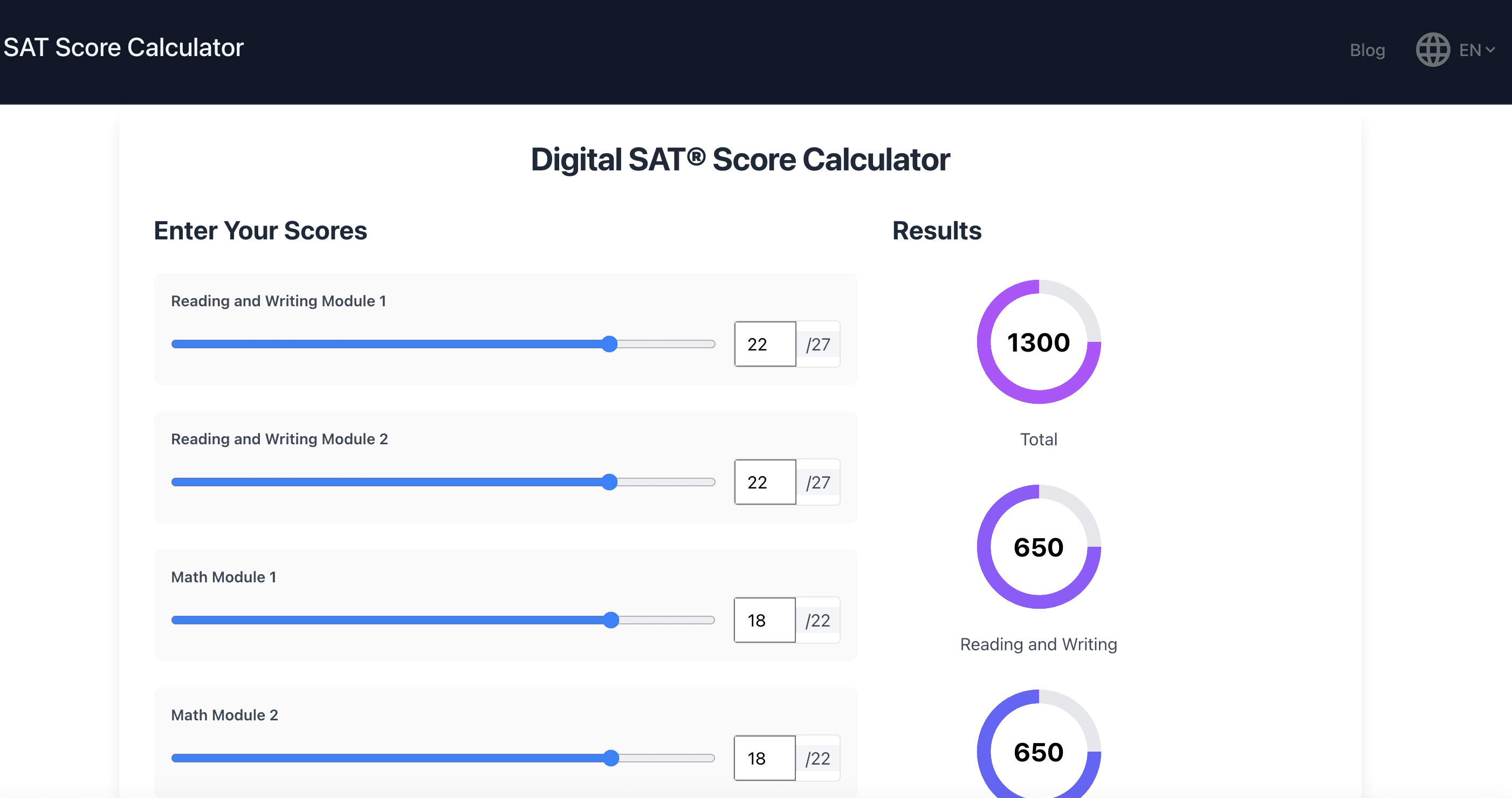 SAT Score Calculator screenshot 1