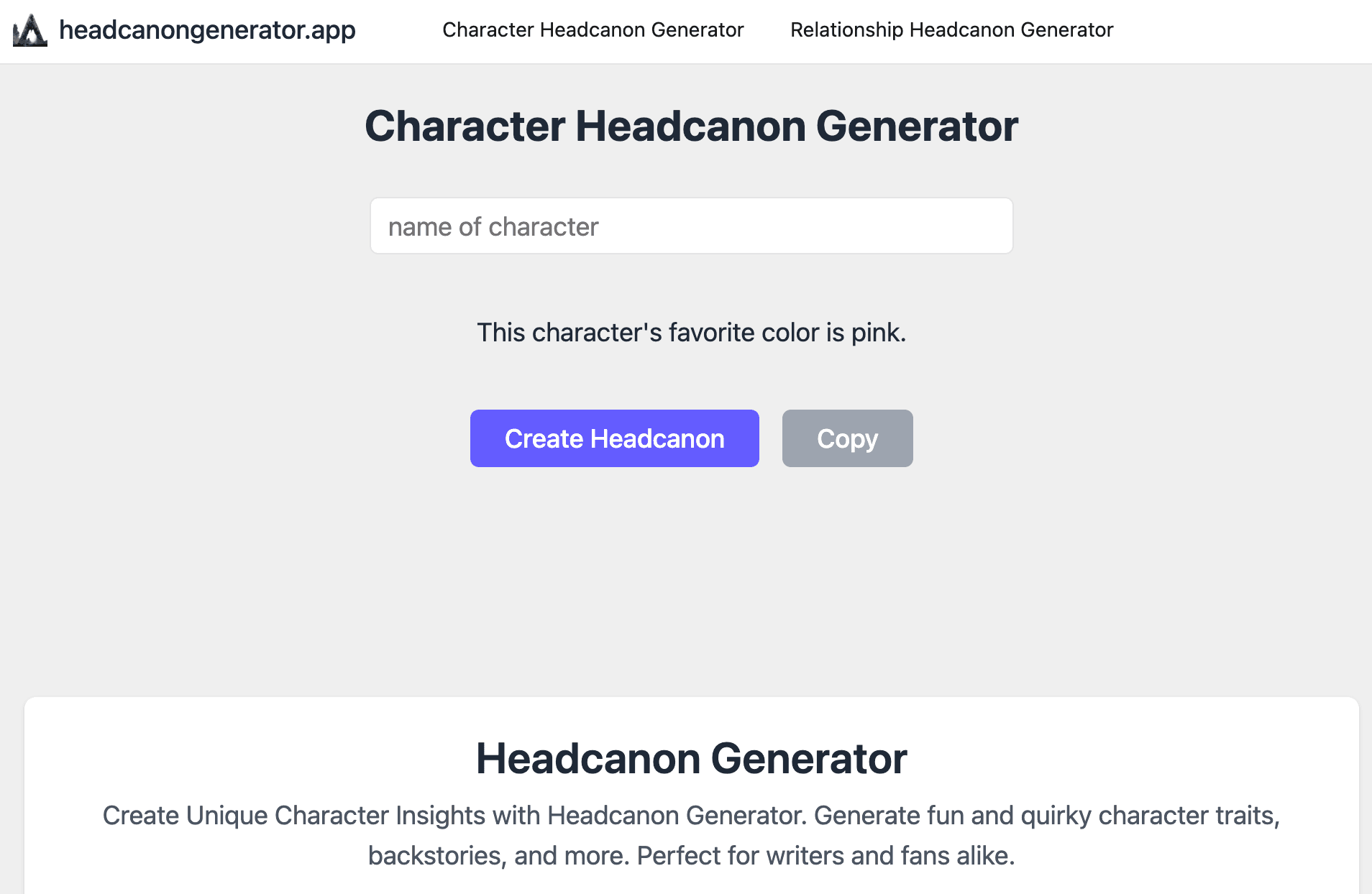 Headcanon Generator screenshot 1