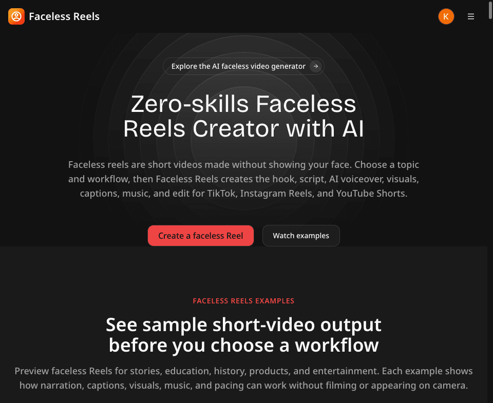 Faceless Reels screenshot 1