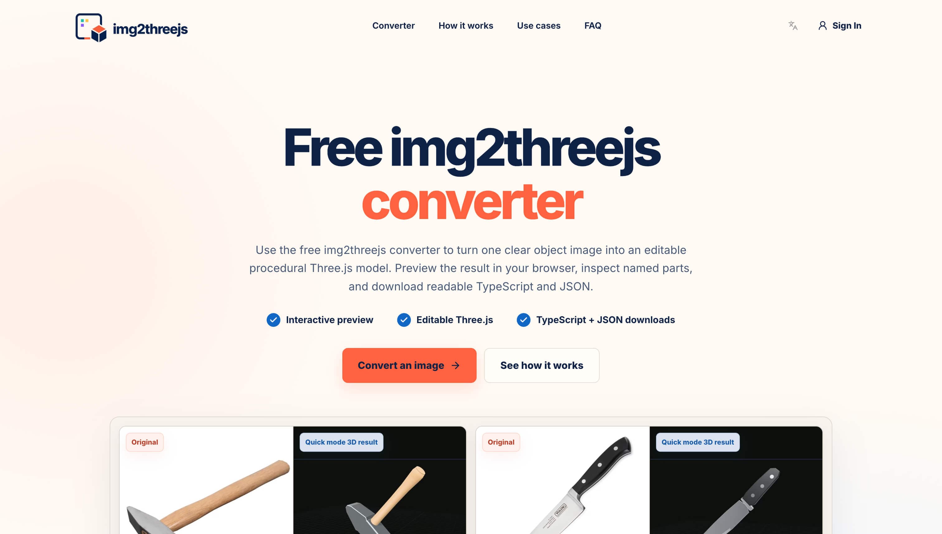 Img2threejs converter online screenshot 1