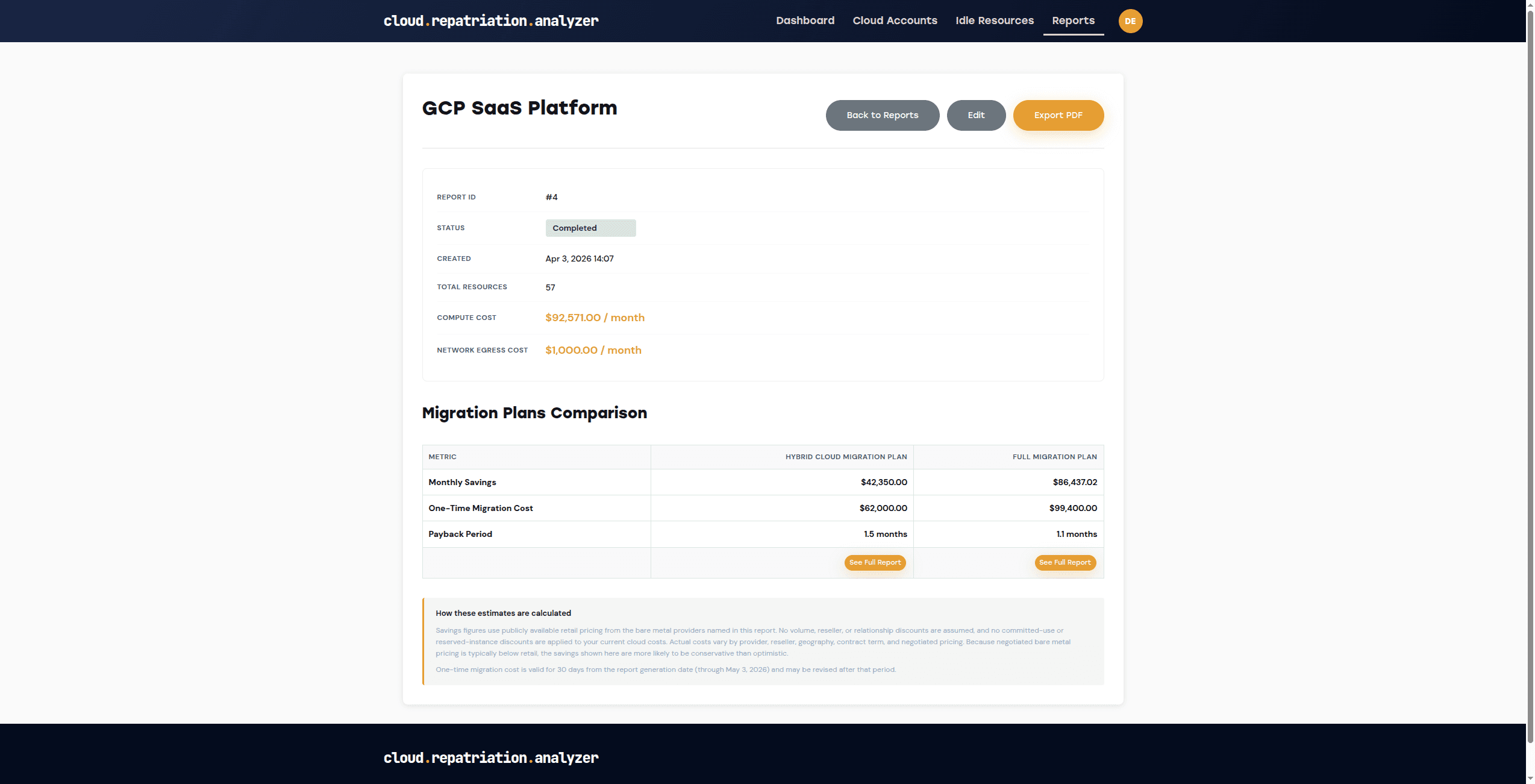 Cloud Repatriation Analyzer screenshot 1