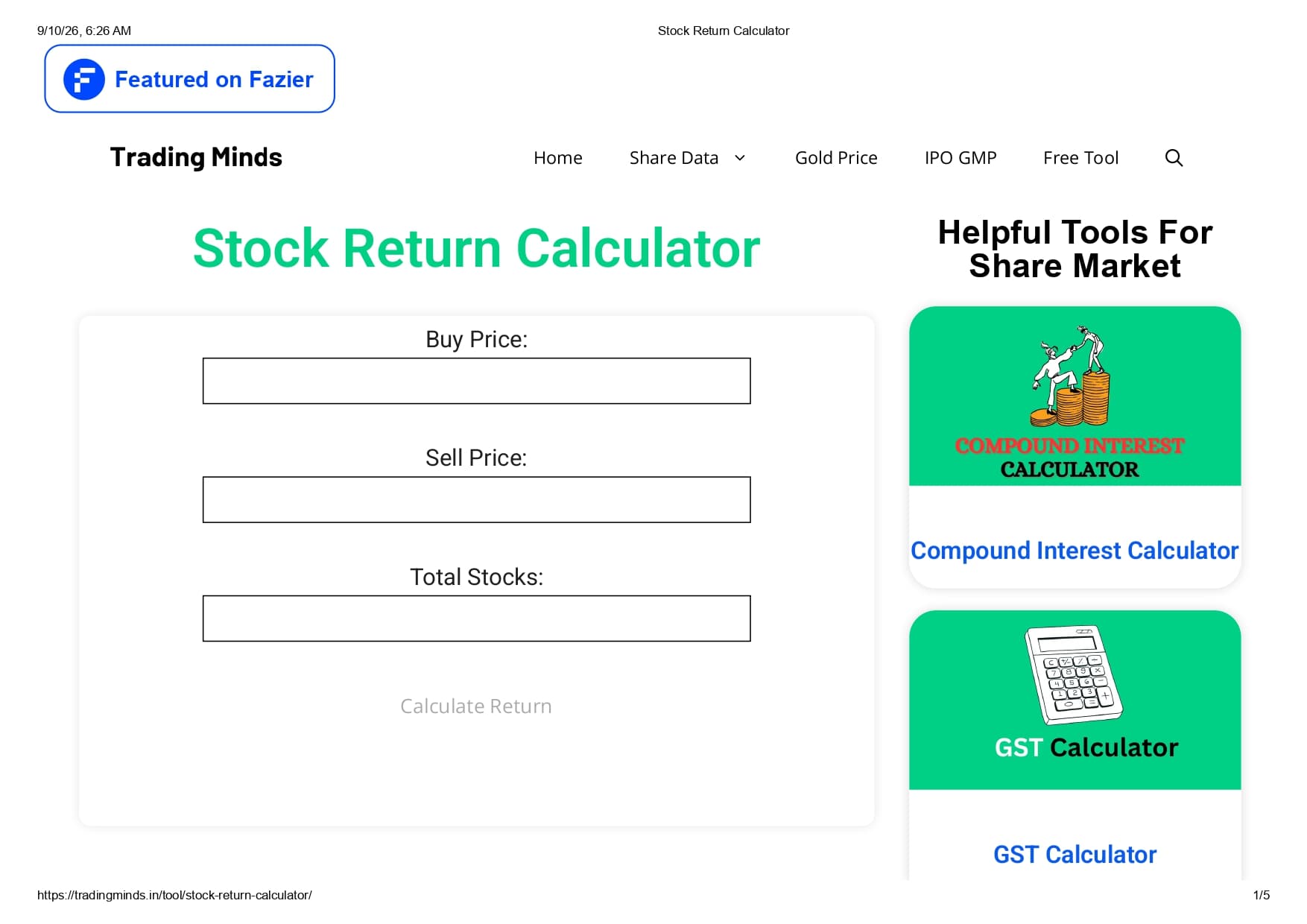 Stock Return Calculator screenshot 1