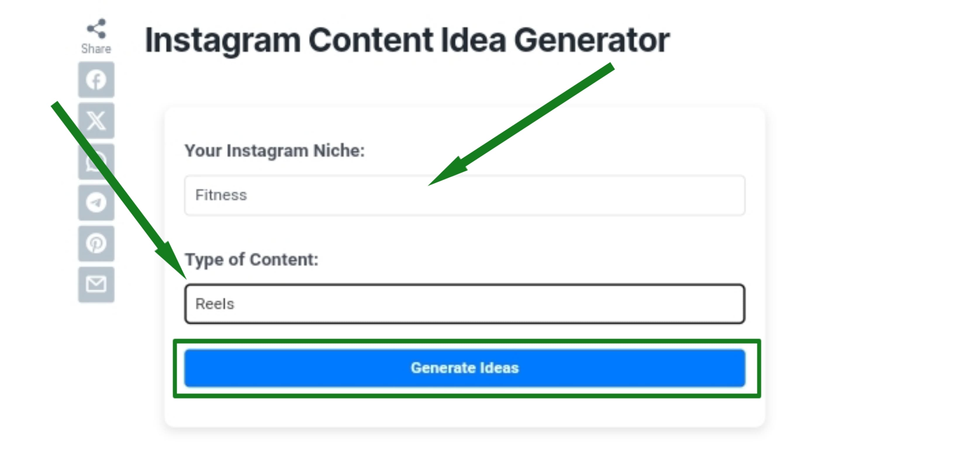 Free Instagram Content Idea Generator screenshot 1