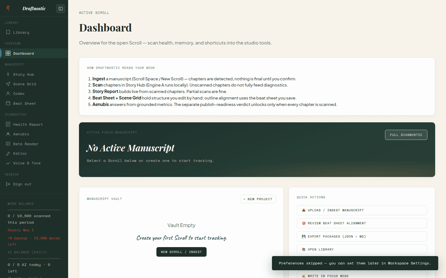 Draftnostic screenshot 1