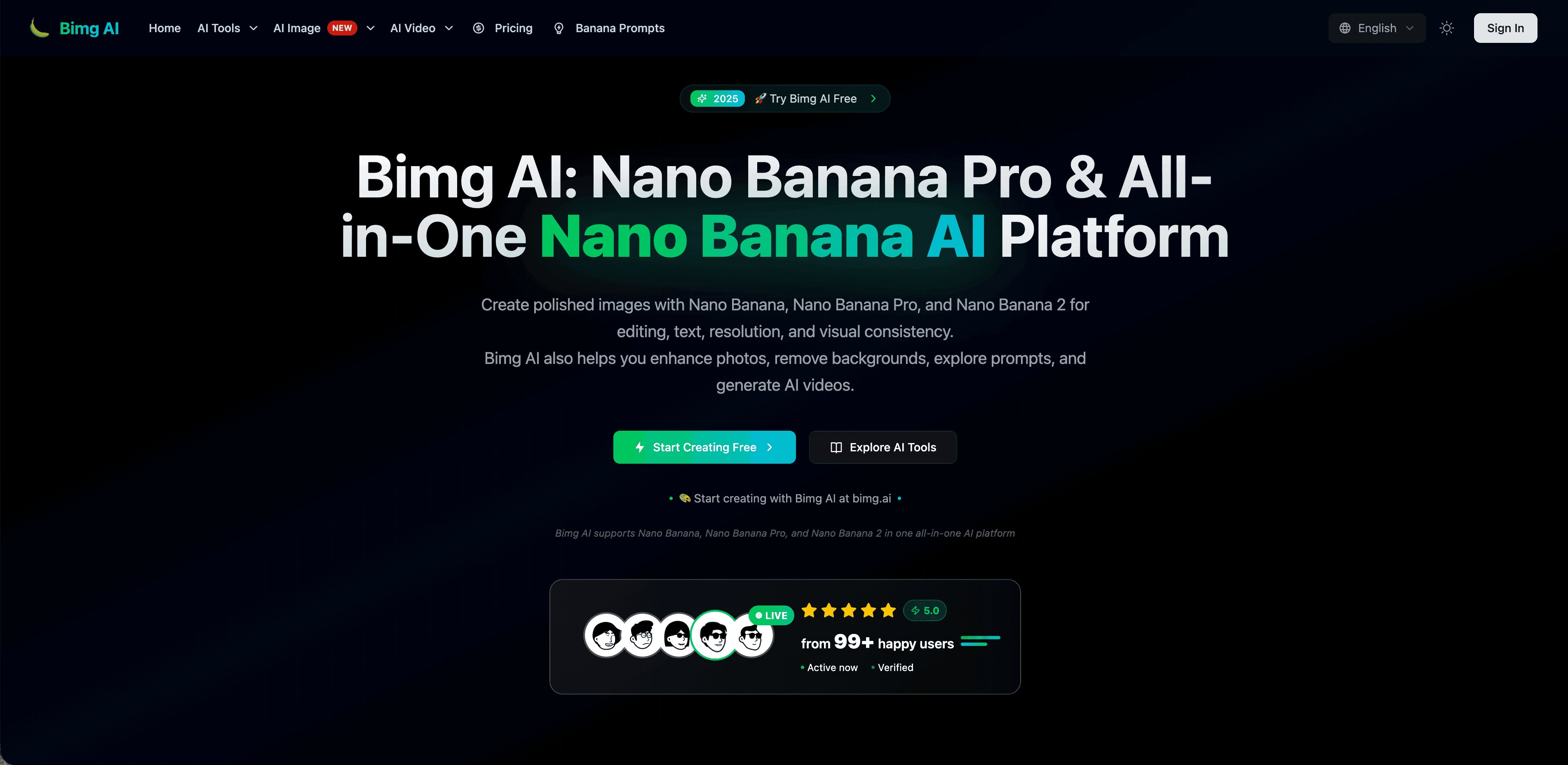 Bimg AI: Nano Banana AI Platform screenshot 1