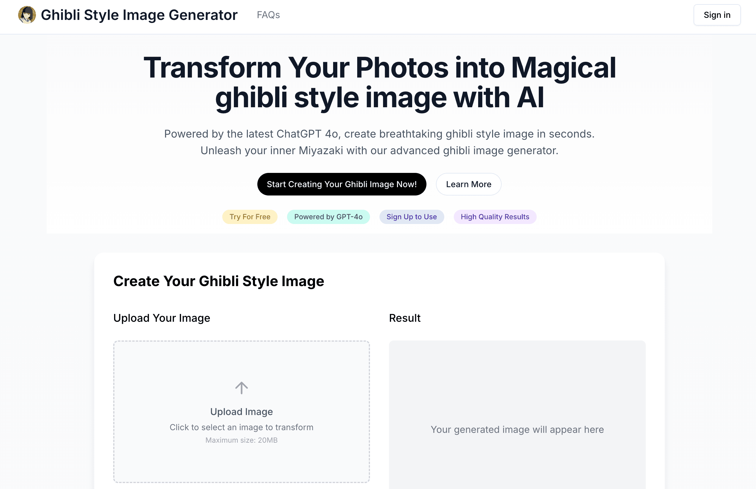 Ghibli Style Image Generator screenshot 1
