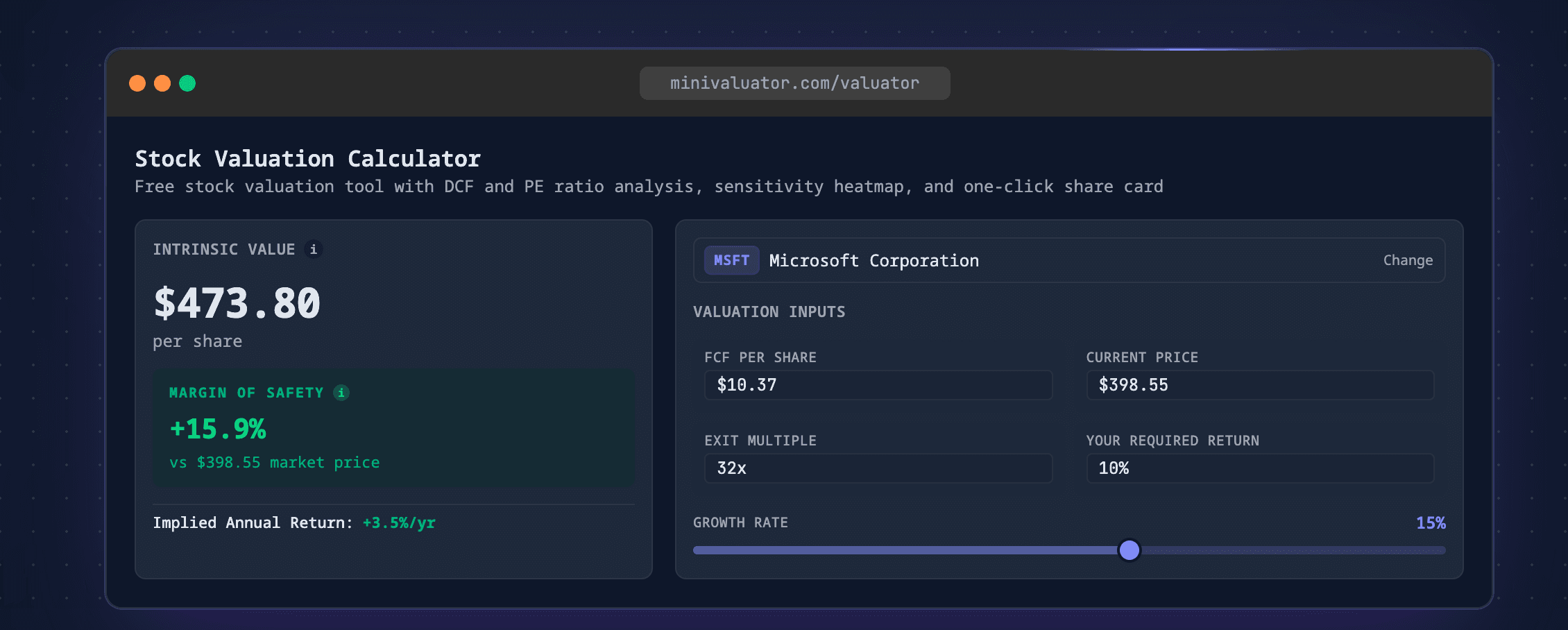 MiniValuator screenshot 1