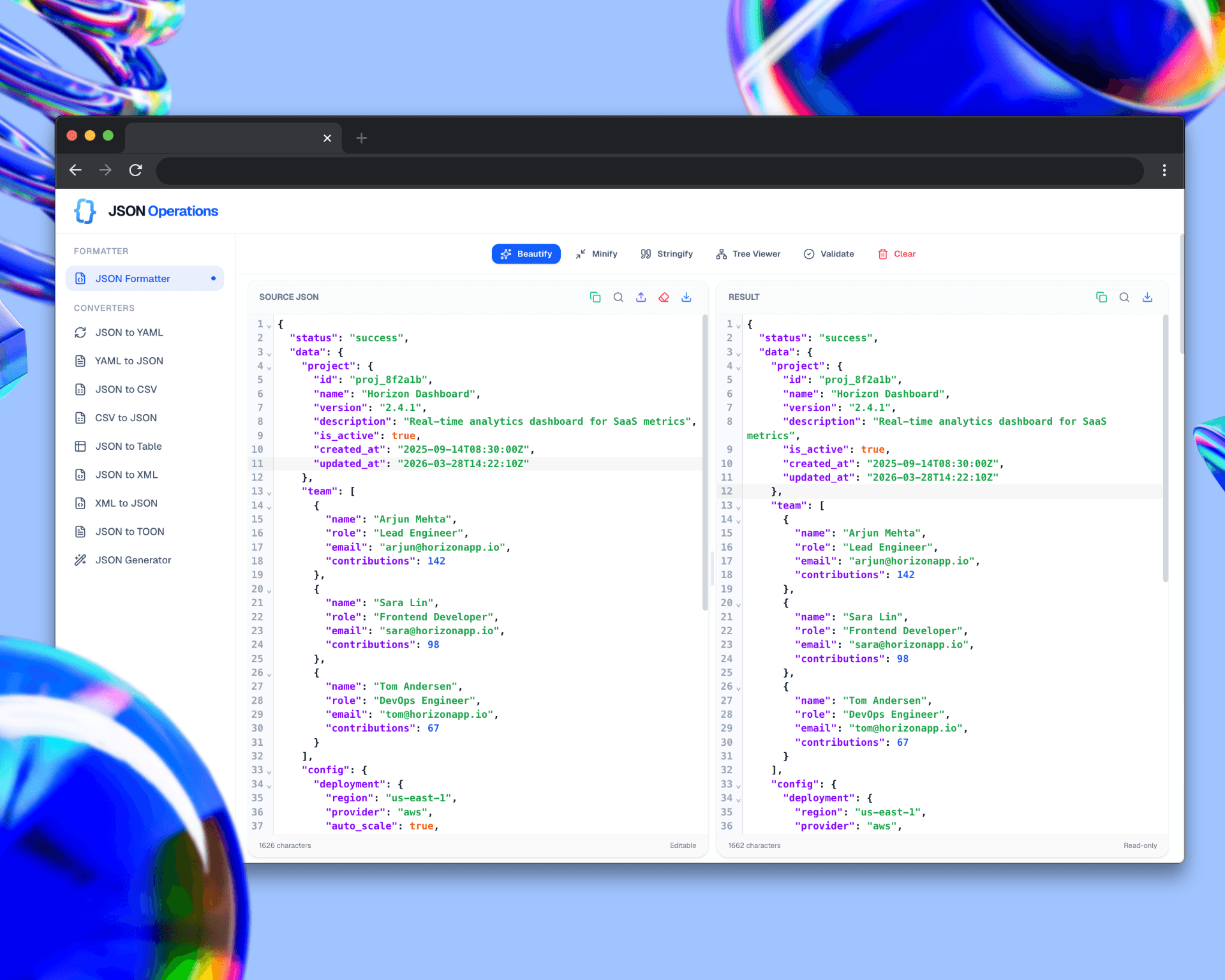 JSON Operations screenshot 1