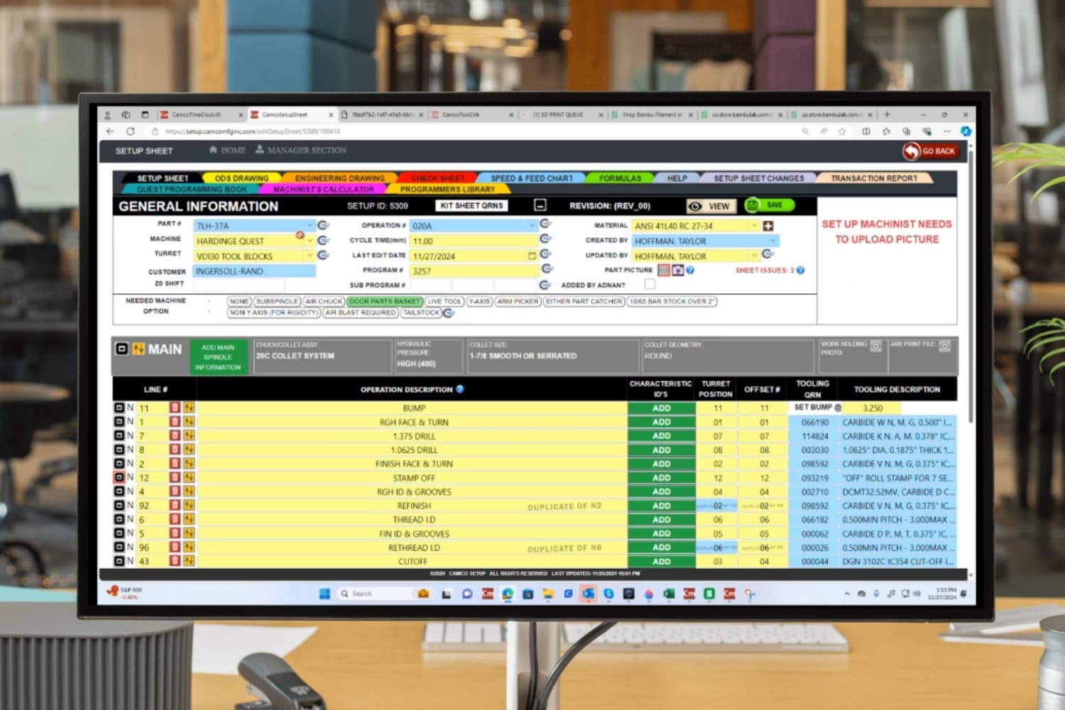 Setup Sheet App screenshot 1