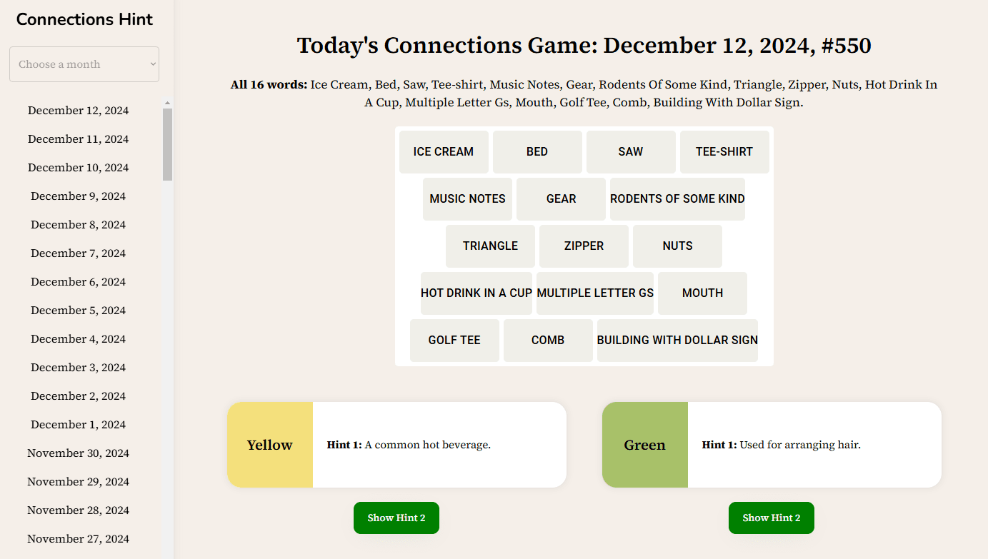 Connections Hint screenshot 1