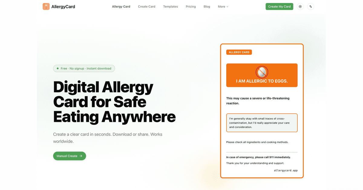 AllergyCard screenshot 1