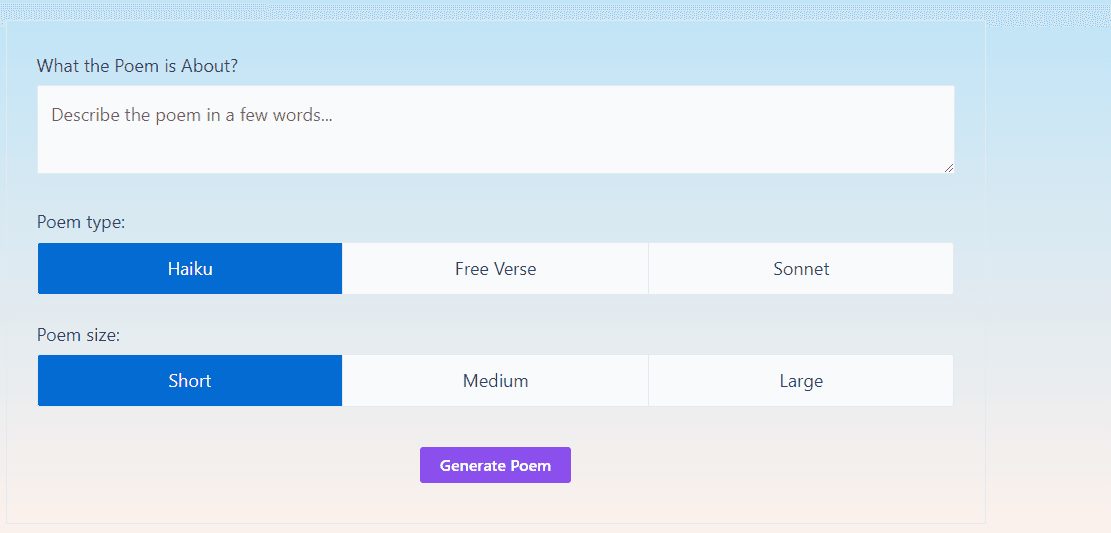 AI Poem Generator screenshot 1