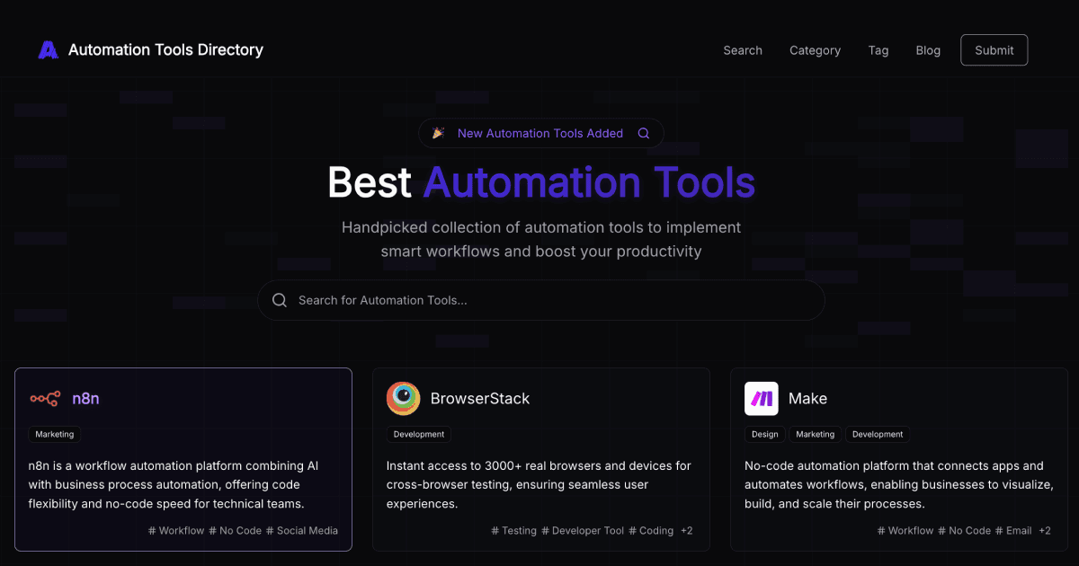 Automation Tools Directory screenshot 1