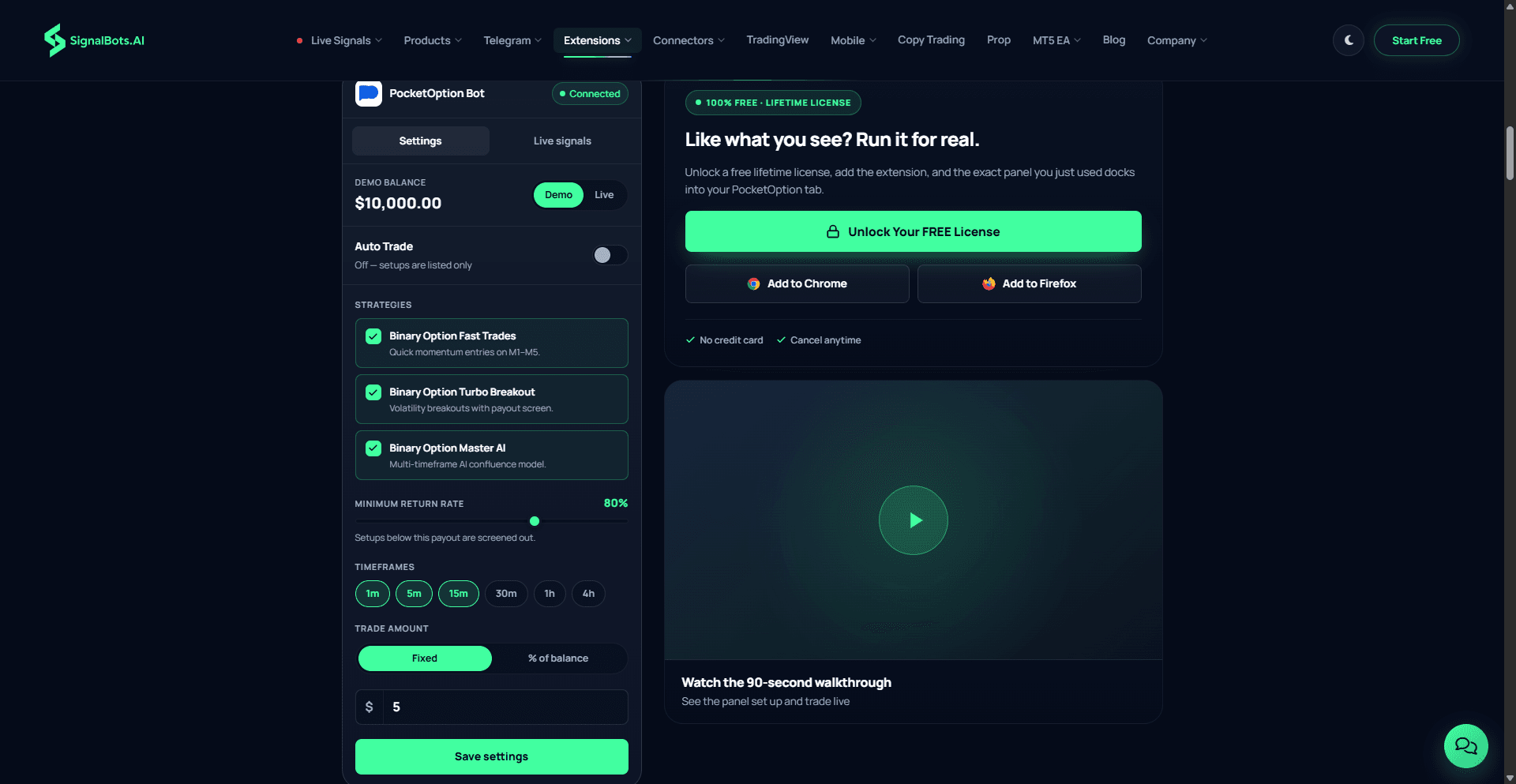 Pocket Option Bot Chrome Extension screenshot 1