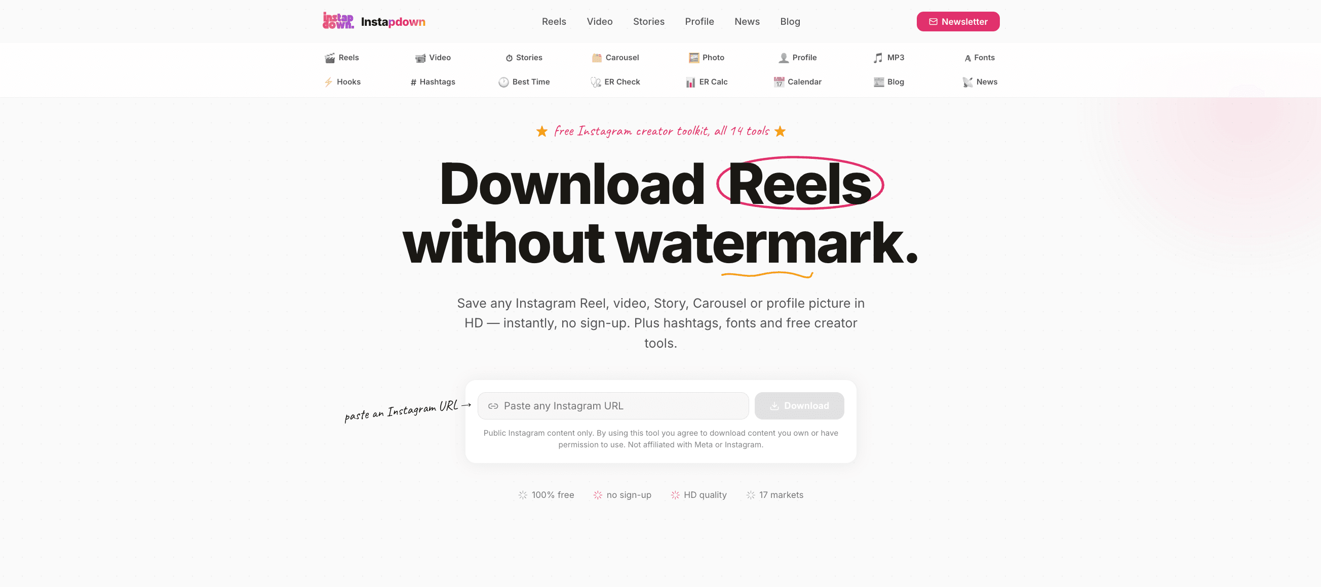 Instapdown screenshot 1