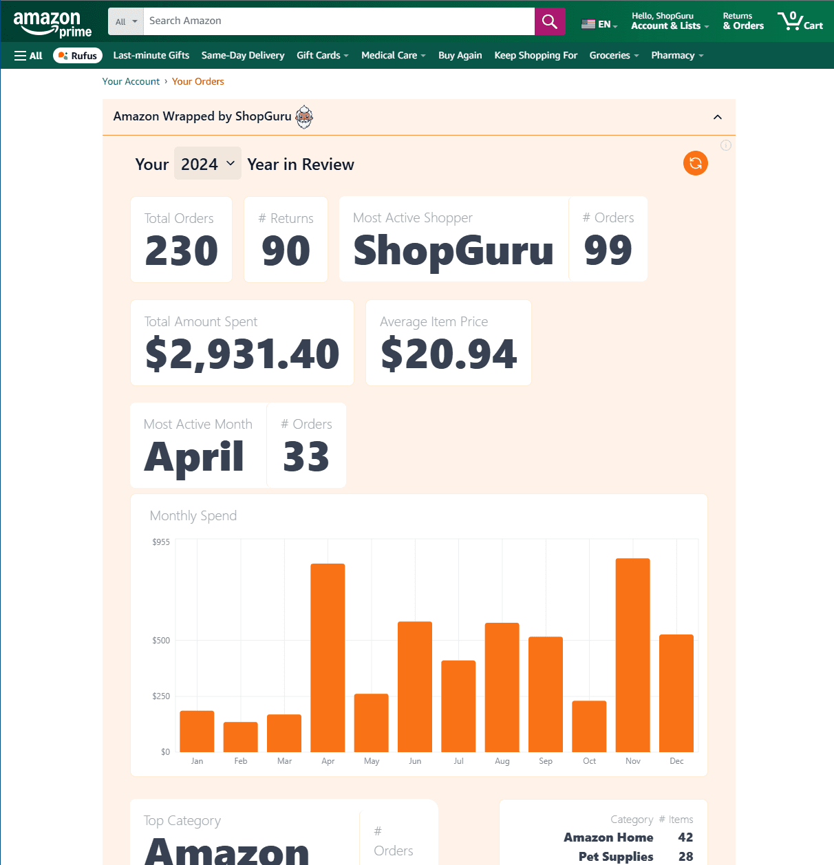 2024 Amazon Wrapped by ShopGuru screenshot 1