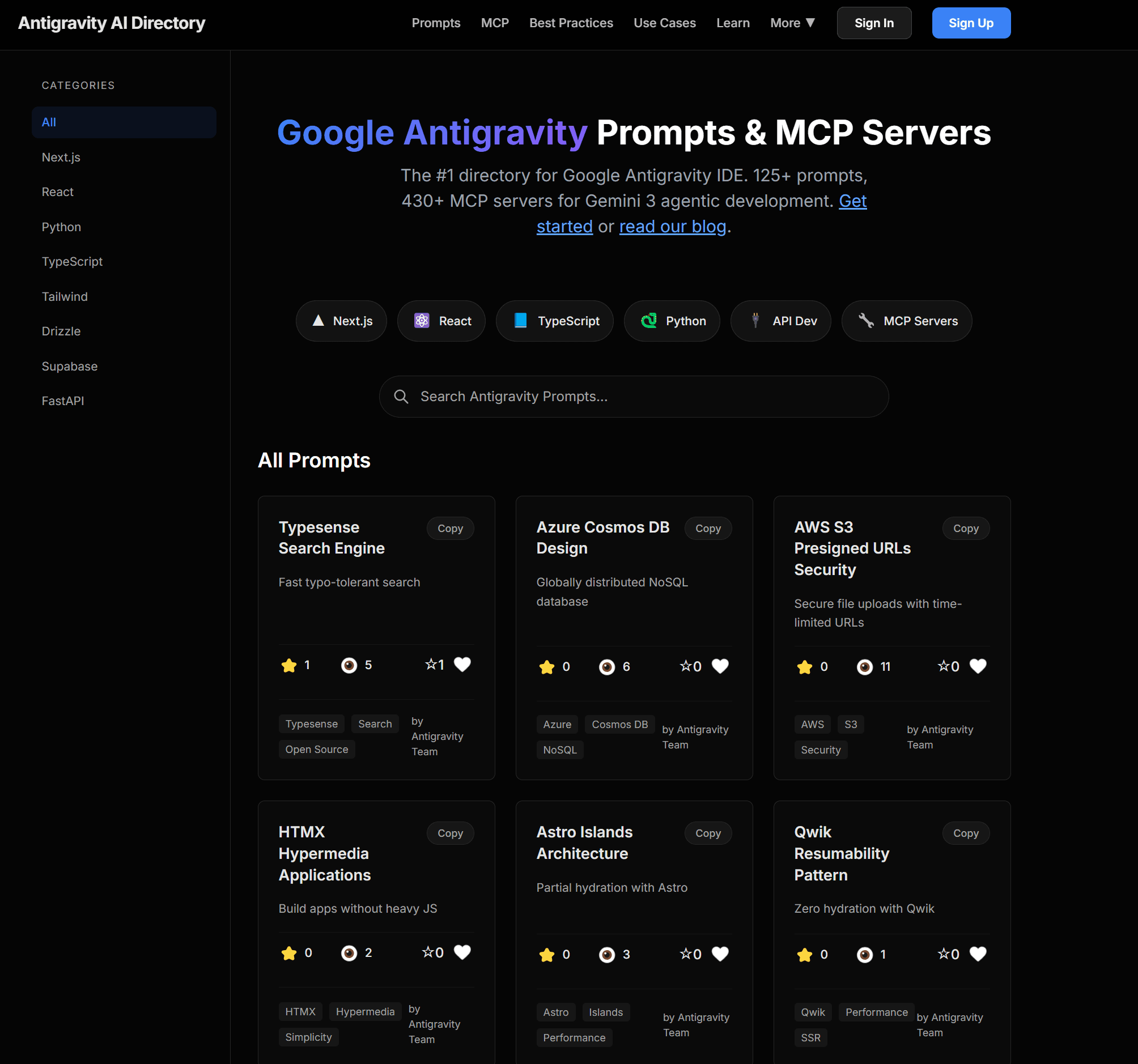 Antigravity AI Directory screenshot 1