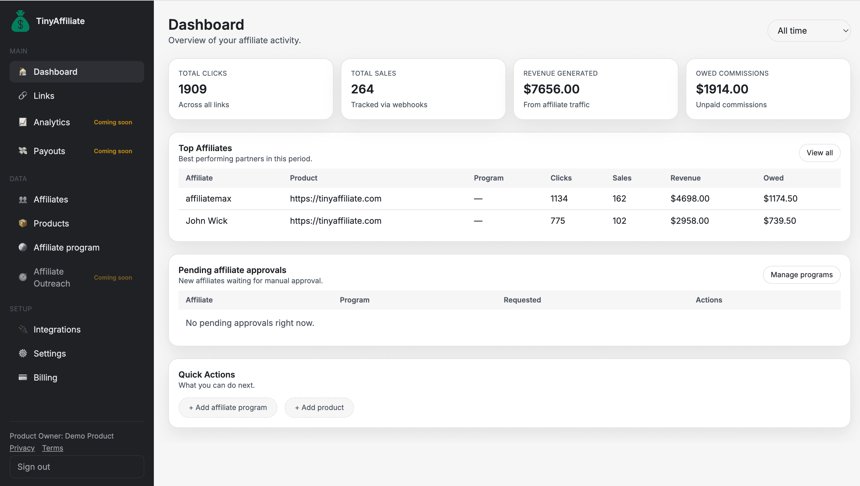 TinyAffiliate screenshot 1