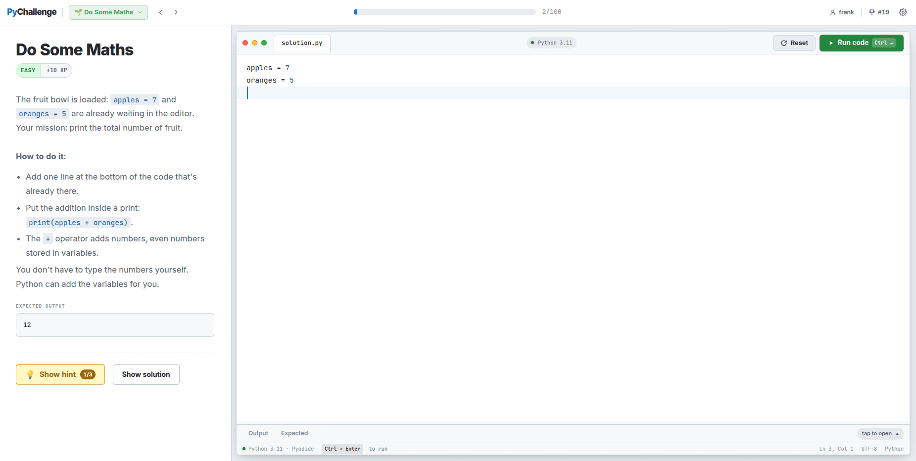 PyChallenge screenshot 1