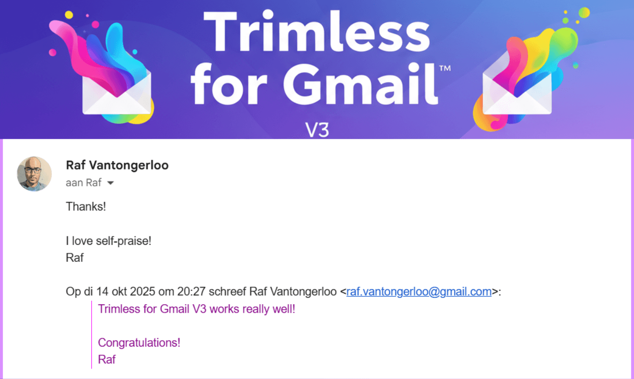 Trimless for Gmail V3 screenshot 1