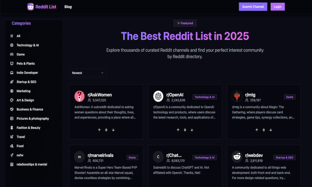 Reddit List screenshot 1