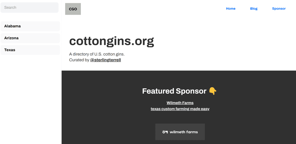 CottonGins.org screenshot 1