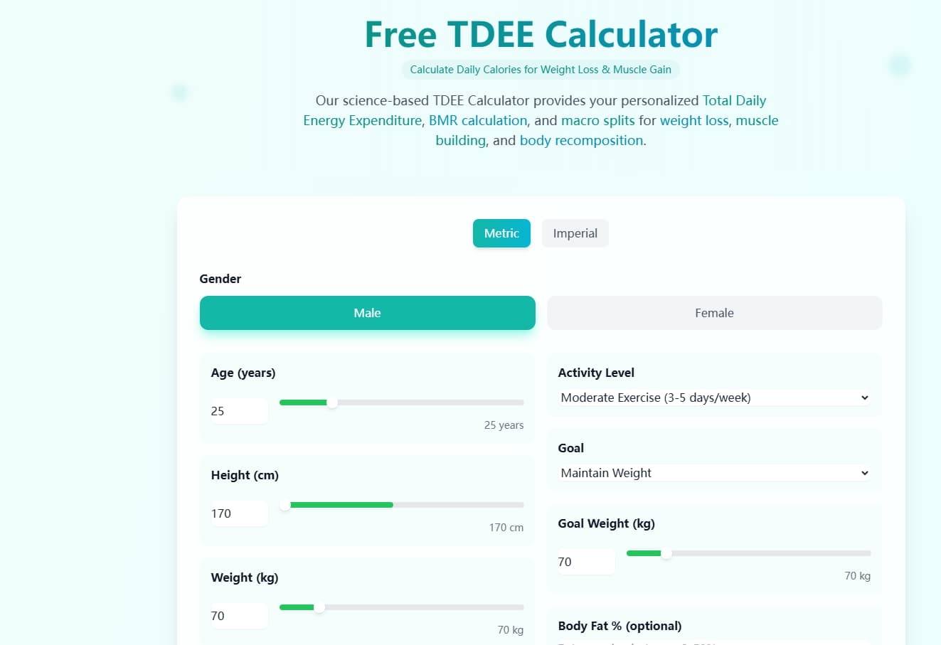 TDEE Calculator screenshot 1