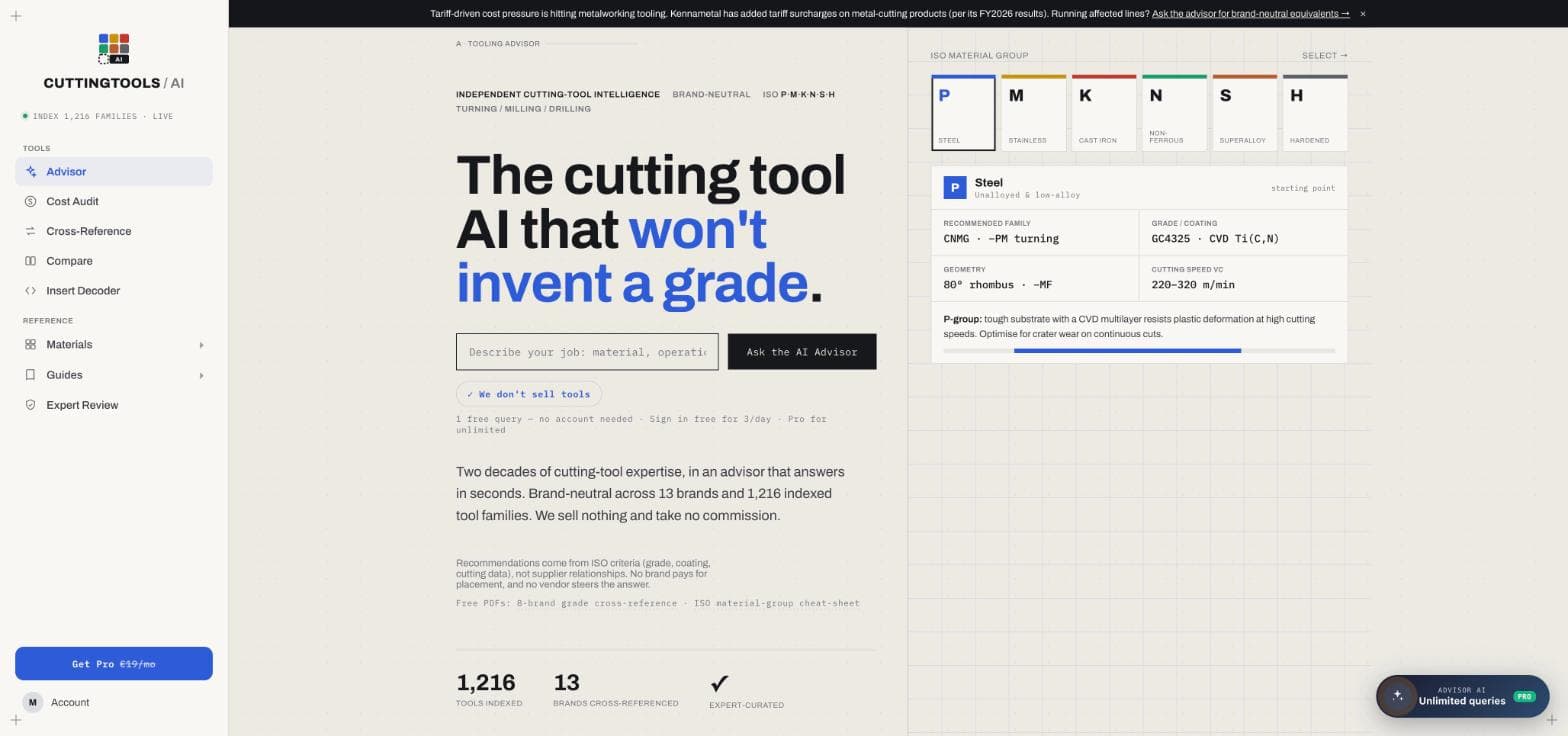 CuttingToolsAI screenshot 1