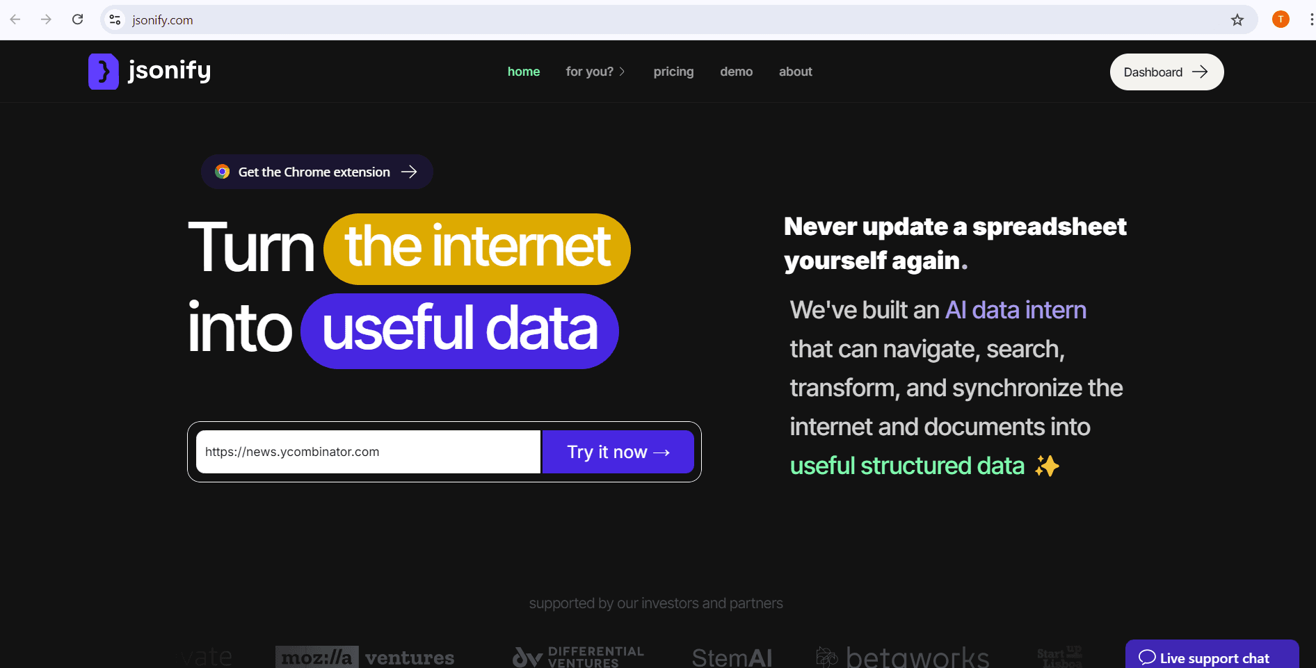 Jsonify screenshot 1