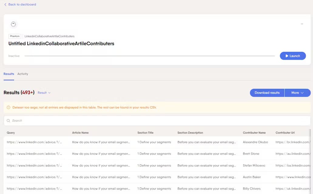 Linkedin Collaborative Articles Miner screenshot 1