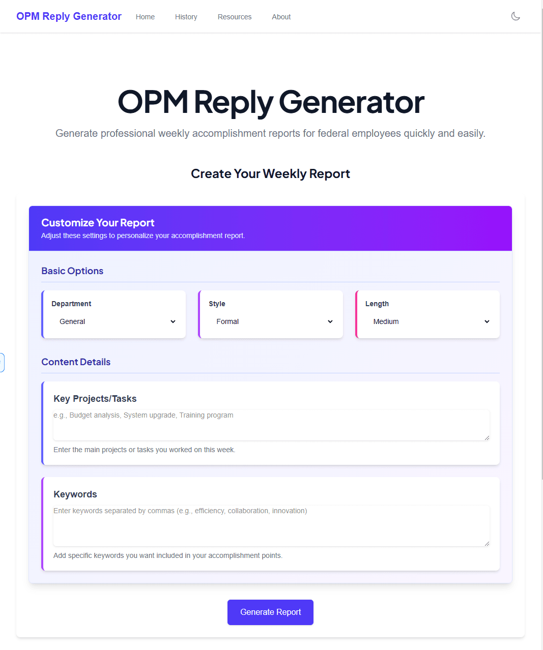 OPM Reply Generator screenshot 1