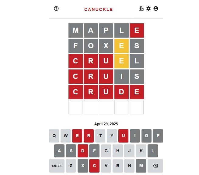 Canuckle Word Game screenshot 1