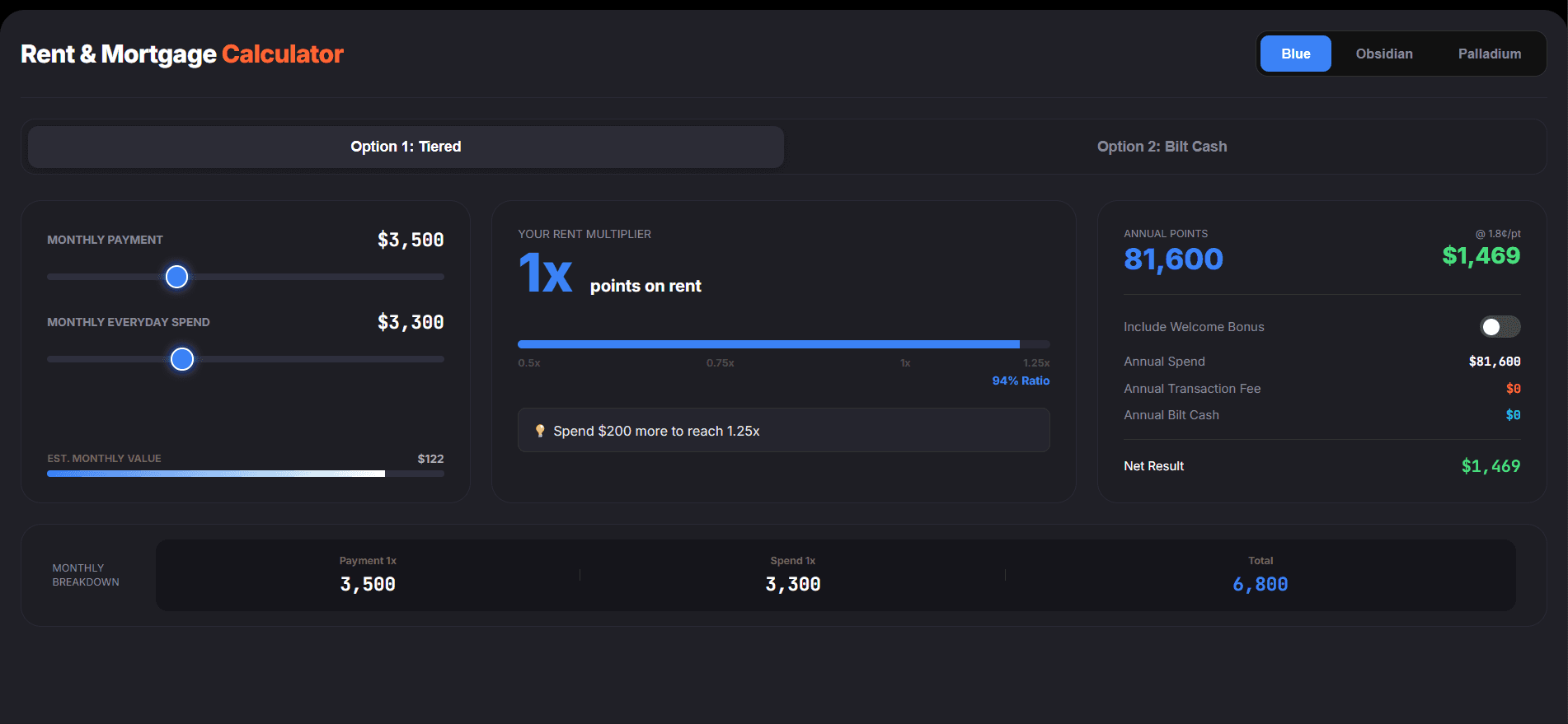 Bilt 2.0 Rewards Calculator screenshot 1