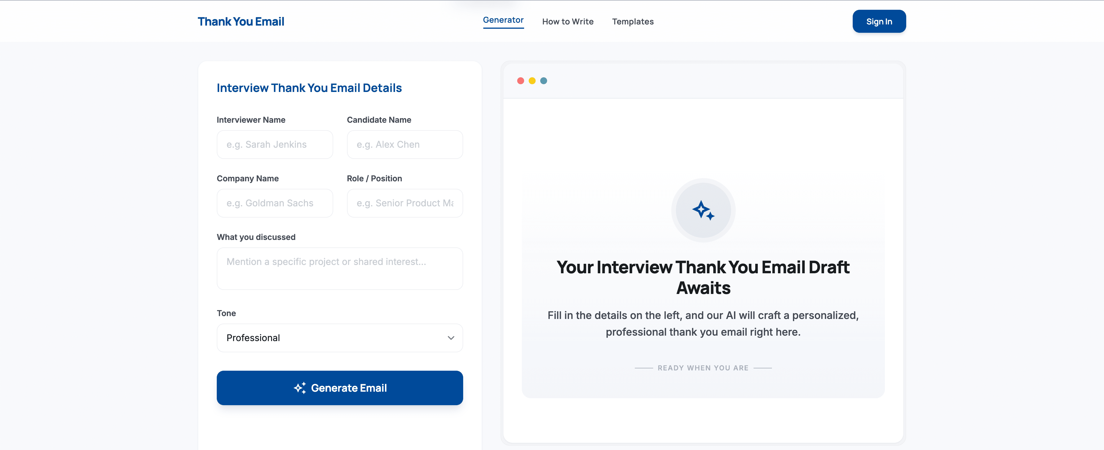 Thank you Email AI screenshot 1